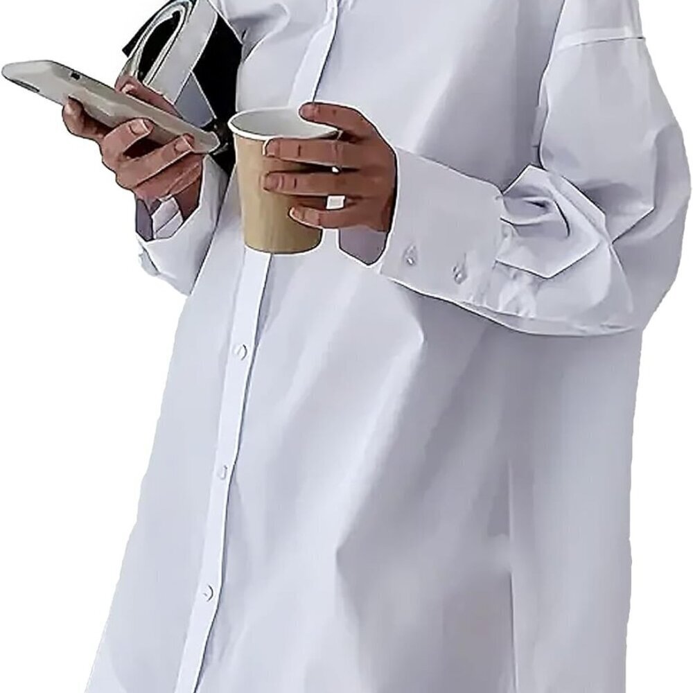 Women's Cotton-Polyester Shirt Dress Medium Casual Long Sleeve Mini